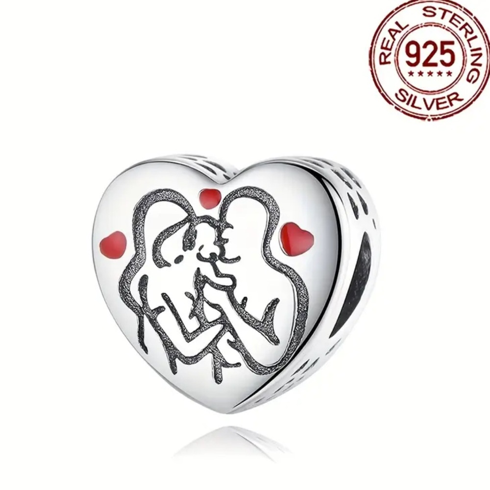 925 sterling silver family with puppy heart shaped charm NWT